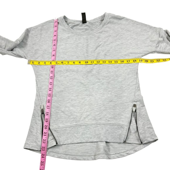 Yogalicious Long Sleeve Top Soft Sweatshirt Zip Hem Pullover Thumb Hole Gray, M - Picture 7 of 8